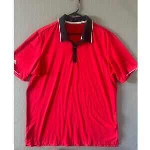 Adidas Polo Shirt Mens XL Red Aeroready Climacool Golf